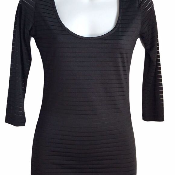 Forever 21 Black Striped Scoop Neck Bodycon Mini Dress Small - Picture 11 of 15